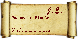 Joanovits Elemér névjegykártya
